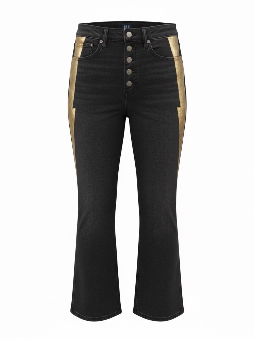 GAP High-Rise Black Jeans with lightning bolts sides